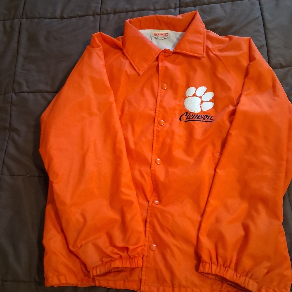 VINTAGE Hartwell Clemson Tigers Jacket Adult Large Snap Button Coaches USA 80s